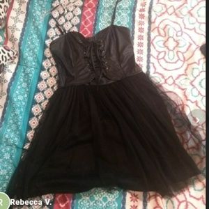 Tutu Mini Dress Black Faux-Leather